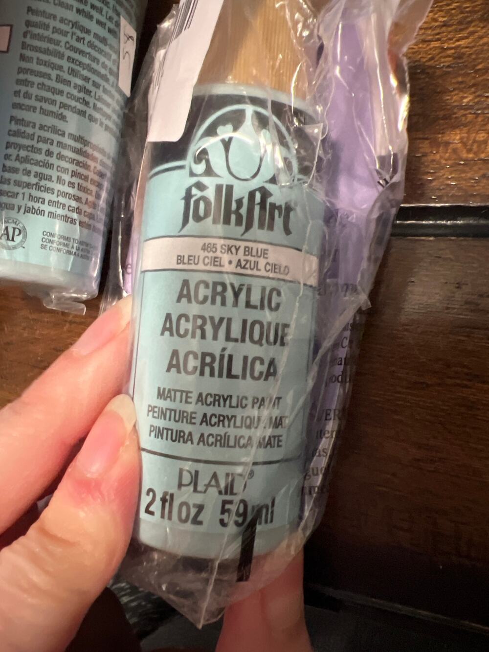 6 FolkArt MATTE acrylic paint 2oz 59ml bottles 465 Sky Blue